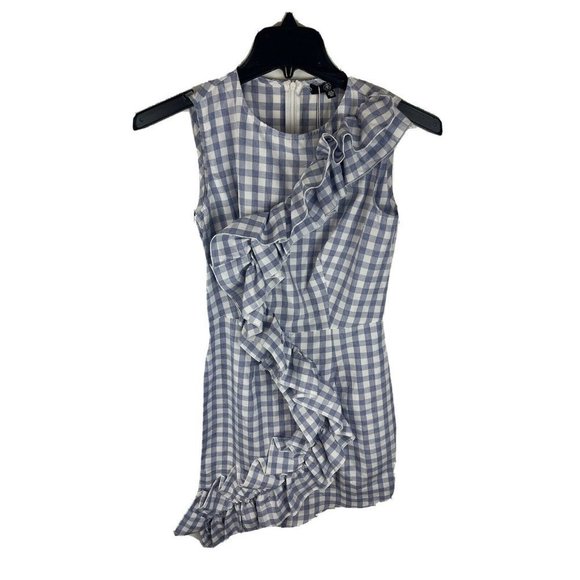 MISSGUIDED Women Size US 2 White Blue Plaid  Dress‎ NWT - Picture 1 of 10